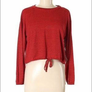 Crave Fame Long Sleeve Tie Front Striped Top